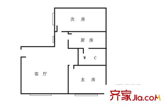 越华路小区户型图2室1厅 户型图 2室1厅1卫1厨