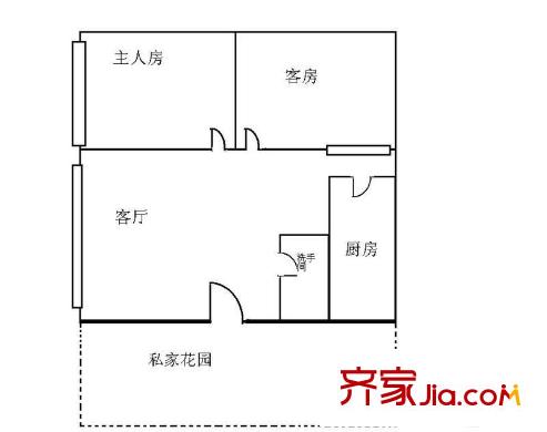 越华路小区户型图2室1厅 户型图 2室1厅1卫1厨