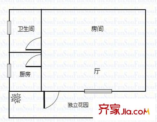 海珠中路小区 1室 户型图