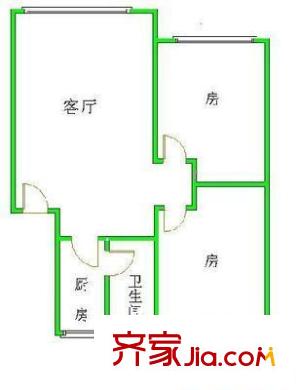 信和广场户型图2室1厅户型图 2室1厅1卫1厨