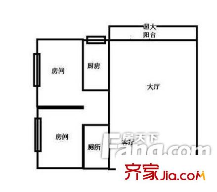 信和广场户型图2室2厅户型图 2室2厅1卫1厨
