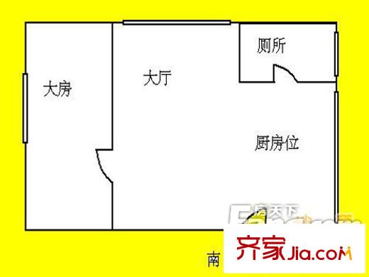 惠福西路大院户型图1室1厅户型图 1室1厅1卫1厨