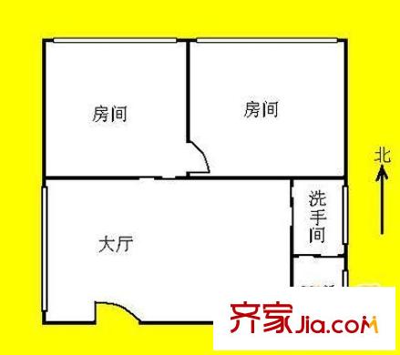 朝天路大院户型图2室1厅户型图 2室1厅1卫1厨