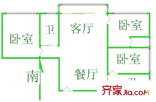金羊花园户型图3室2厅户型图 3室2厅2卫1厨