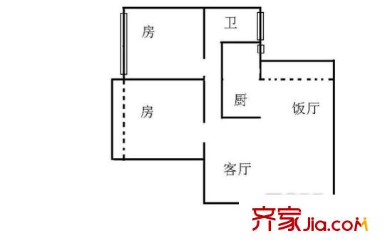 小北路大院户型图2室2厅户型图 2室2厅1卫1厨