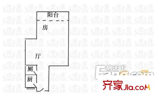 小北路大院户型图1室1厅户型图 1室1厅1卫1厨
