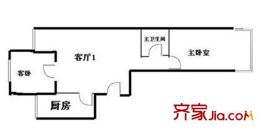 绿茵庭园户型图2室1厅户型图 2室1厅1卫1厨