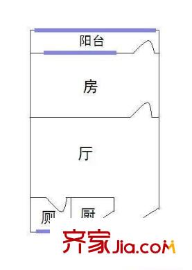 福今路小区户型图1室1厅户型图 1室1厅1卫1厨