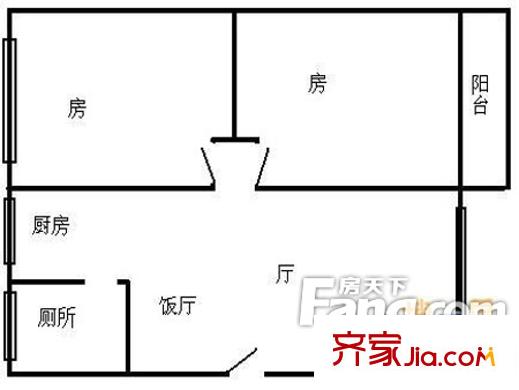 福今路小区户型图2室2厅户型图 2室2厅1卫1厨