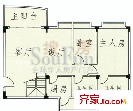 华荟南景园户型图2室2厅户型图 2室2厅2卫1厨