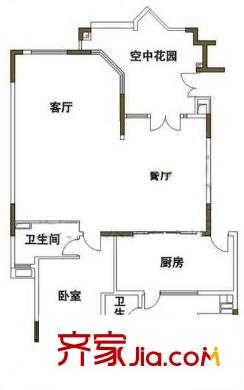 翡翠绿洲森林半岛户型图2室2厅户型图 2室2厅2卫1厨