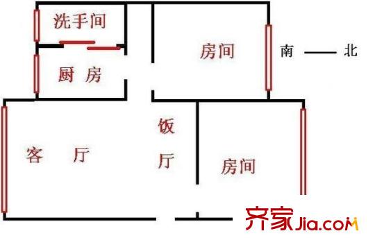 淘金路小区户型图2室2厅户型图 2室2厅1卫1厨