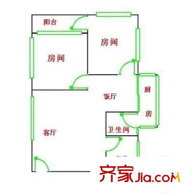 淘金路小区户型图3室2厅户型图 3室2厅1卫1厨