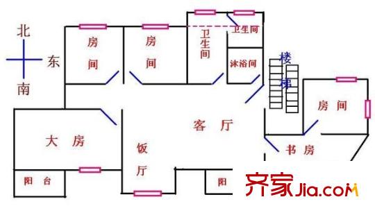 淘金路小区户型图5室2厅户型图 5室2厅2卫1厨