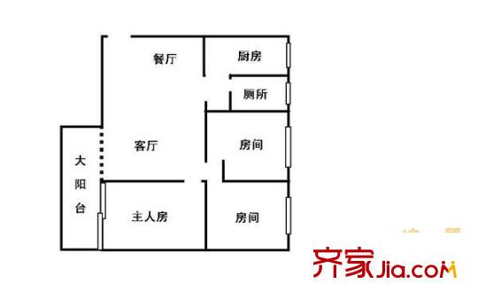 富力东堤湾户型图3室2厅户型图 3室2厅1卫1厨