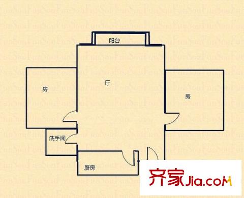 叠彩园户型图2室1厅户型图 2室1厅1卫1厨