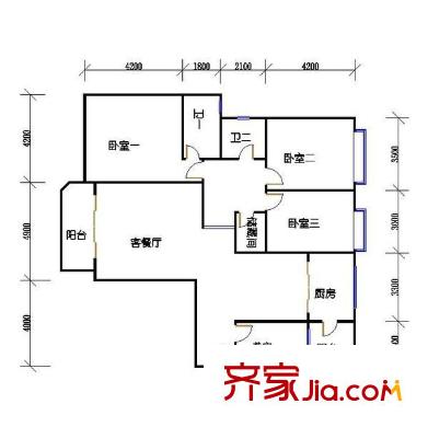 叠彩园户型图5室2厅户型图 5室2厅2卫1厨