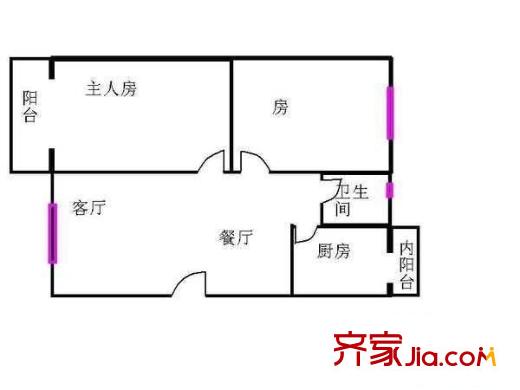 丽江花园德字楼户型图2室2厅户型图 2室2厅1卫1厨