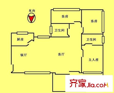 金碧华府户型图3室2厅户型图 3室2厅2卫1厨