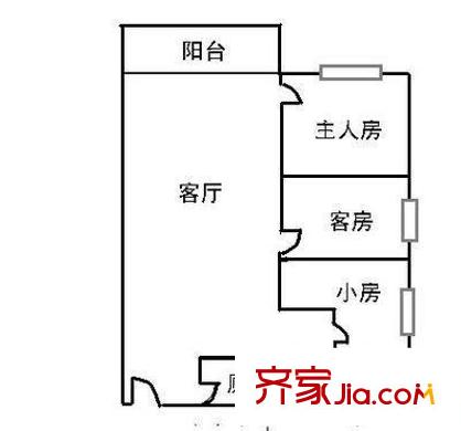 金碧华府户型图3室1厅户型图 3室1厅1卫1厨