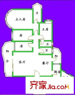 珠江帝景苑克莱国际公寓 5室 户型图