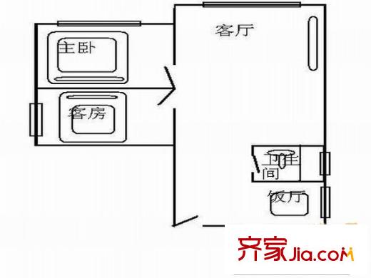 加拿大花园户型图2室2厅户型图 2室2厅1卫1厨