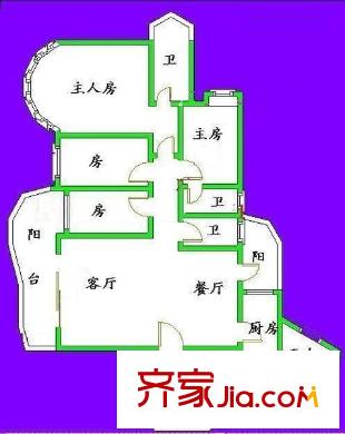 珠江帝景苑克莱国际公寓 5室 户型图