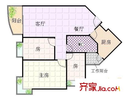 芭堤水岸户型图3室2厅户型图 3室2厅1卫1厨