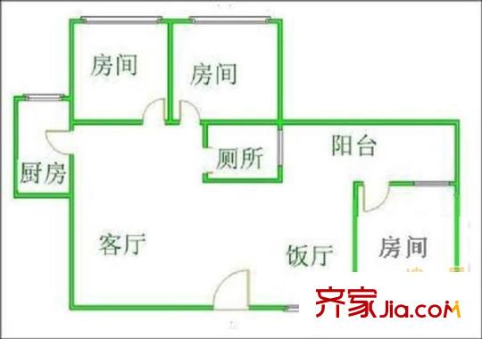 穗花新村户型图3室2厅户型图 3室2厅1卫1厨