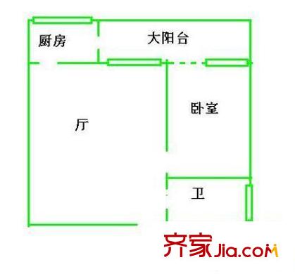 六运小区户型图1室1厅户型图 1室1厅1卫1厨