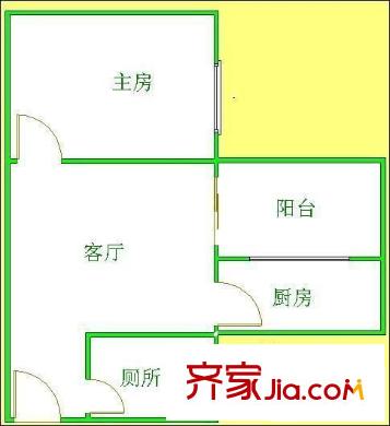柏涛雅苑户型图1室1厅户型图 1室1厅1卫1厨