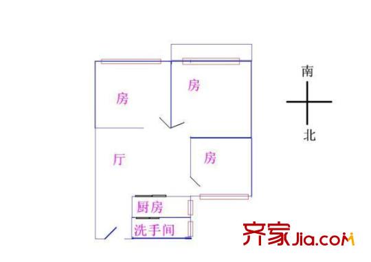 六运小区户型图3室1厅户型图 3室1厅1卫1厨