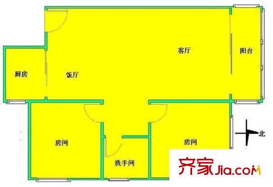 怡港花园户型图2室2厅户型图 2室2厅1卫1厨