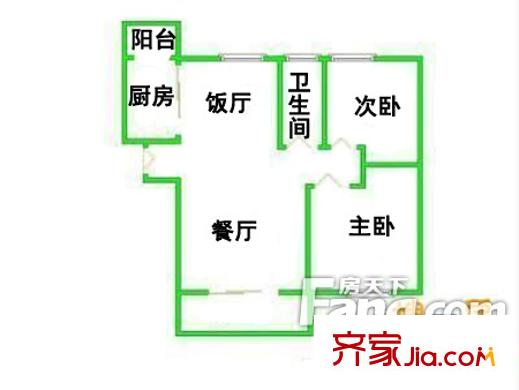 中海平方米晖华庭户型图2室2厅户型图 2室2厅1卫1厨
