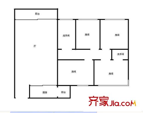 旭景家园户型图4室1厅户型图 4室1厅2卫1厨