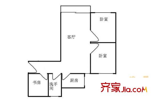珠江南景园户型图3室1厅户型图 3室1厅1卫1厨
