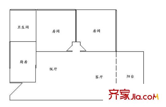 珠江南景园户型图2室2厅户型图 2室2厅1卫1厨