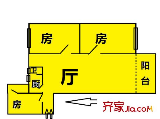 珠江南景园户型图3室1厅户型图 3室1厅1卫1厨