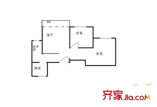 珠江南景园户型图2室1厅户型图 2室1厅1卫1厨