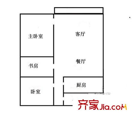 华景新城户型图3室2厅户型图 3室2厅1卫1厨
