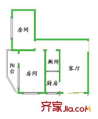 侨诚花园 2室 户型图