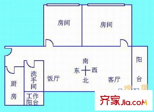 信步闲庭户型图2室2厅户型图 2室2厅1卫1厨