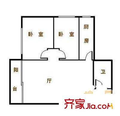 侨诚花园户型图2室1厅户型图 2室1厅1卫1厨