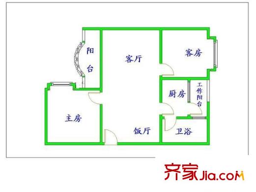 信步闲庭户型图2室2厅户型图 2室2厅1卫1厨