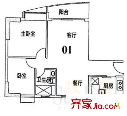 英豪花园户型图2室2厅 户型图 2室2厅1卫1厨