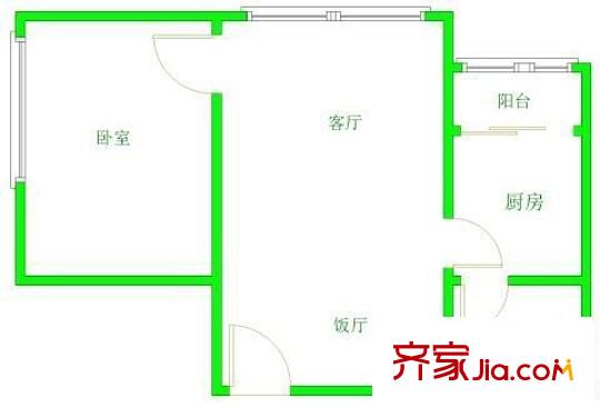 棠德花园户型图1室1厅户型图 1室1厅1卫1厨
