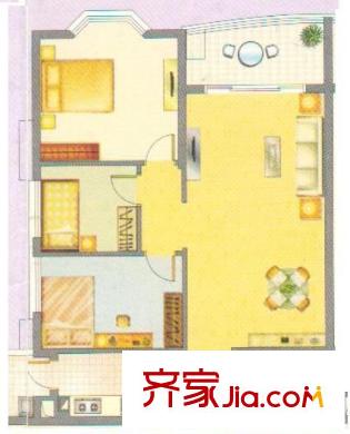 祈福新村天湖居户型图3室2厅户型图 3室2厅1卫1厨