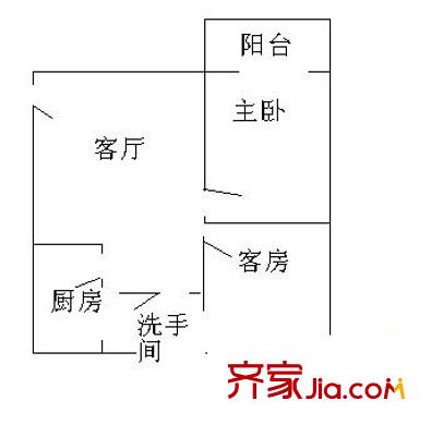 广州奥林匹克花园户型图2室1厅户型图 2室1厅1卫1厨