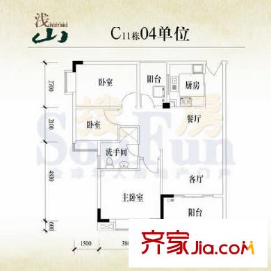 华南御景园C11栋04 3室2厅1卫1厨