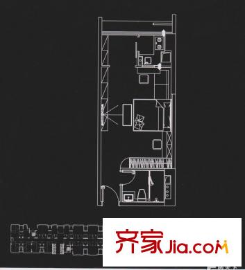 纵横国际公寓smart house A户型 1室1卫1厨